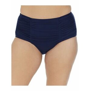 Raisins Curve Swim Bottom Plus 20W Slimming Cinched High Rise‎ Navy UPF 50 Retro
